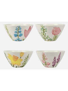 VIETRI Fiori di Campo Cereal Bowls Set of 4 Handpainted Italian Stoneware - NEW